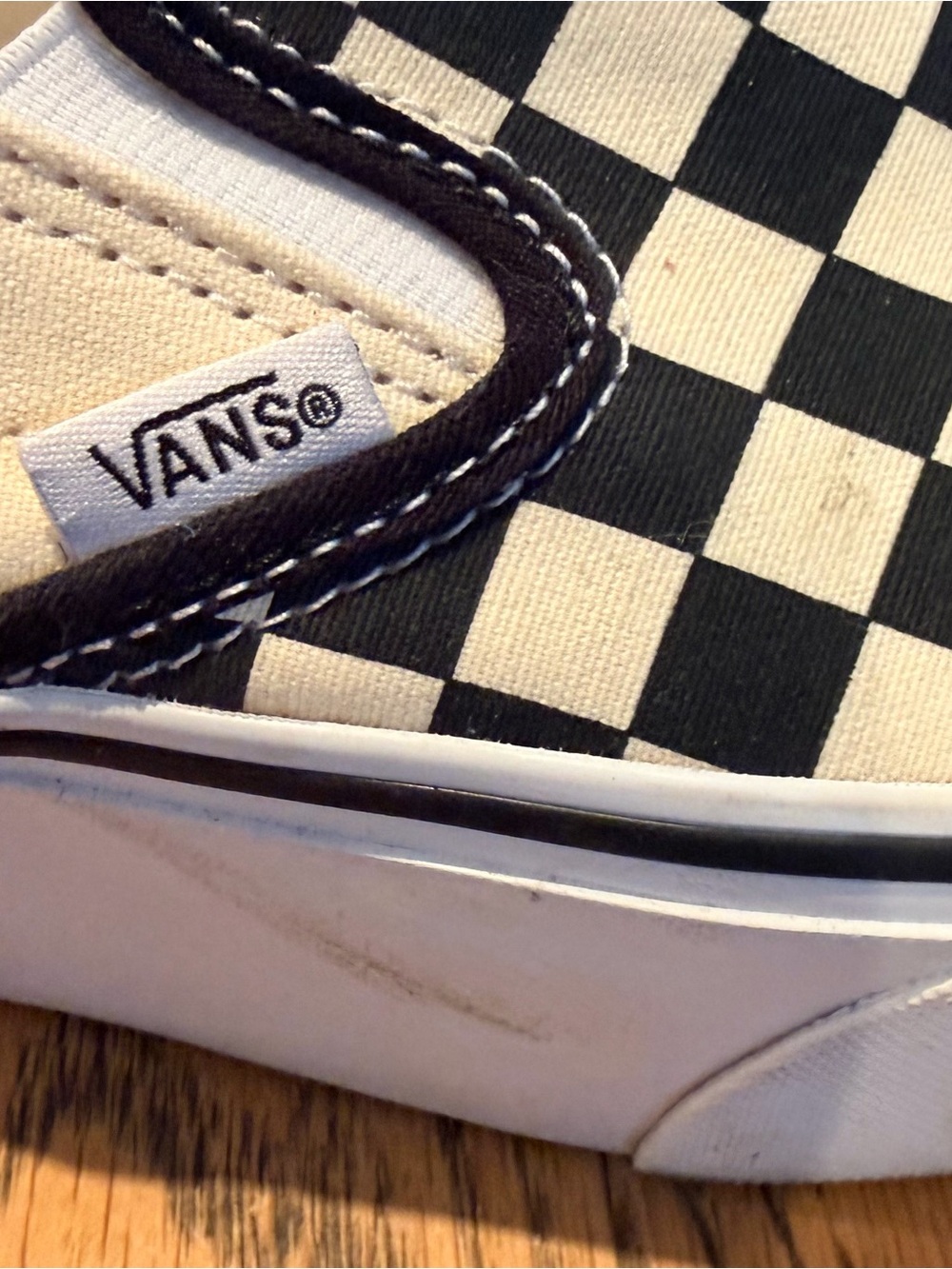 Vans' Classic Slip-On Checkerboard Sneakers - Black/White - Picture 11 of 14